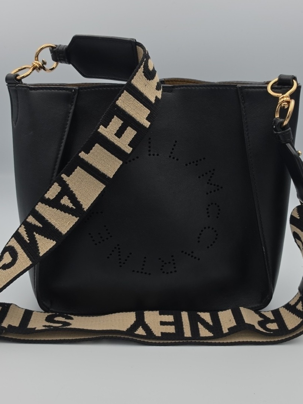 Stella McCartney Black & Gold Perforated Polyurethane Mini Crossbody (V-G)✨️🖤✨️ - Picture 2 of 16